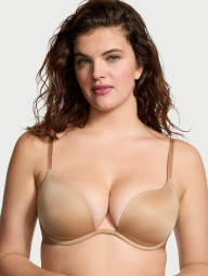 Гладкий комплект белья Victoria's Secret бюст и трусики бразильяны 1159831057 (Бежевый 38D/XL)
