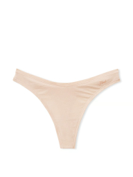 Эффектный комплект белья Victoria's Secret Pink бюст Push-Up и трусики тонг 1159831098 (Бежевый 34A/S)
