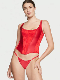 Шикарный комплект белья Victoria's Secret корсет и трусики стринги 1159831122 (Красный S)