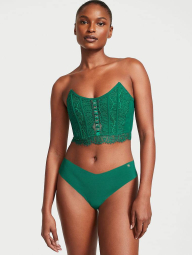 Шикарный комплект белья Victoria's Secret кружевной корсет и бесшовные трусики тонг 1159831143 (Зеленый S)
