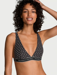 Женский комплект белья Victoria's Secret лиф и трусики тонг с принтом 1159831183 (Черный S)