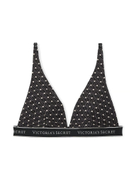 Женский комплект белья Victoria's Secret лиф и трусики тонг с принтом 1159831183 (Черный S)