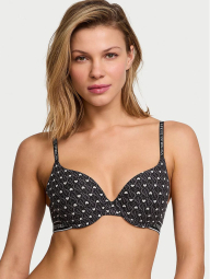 Женский комплект белья Victoria's Secret лиф Push-Up и трусики тонг 1159831193 (Черный 38B/L)