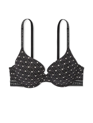 Женский комплект белья Victoria's Secret лиф Push-Up и трусики тонг 1159831193 (Черный 38B/L)