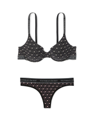 Жіночий комплект білизни Victoria's Secret ліф та трусики тонг 1159831203 (Чорний 38B/L)