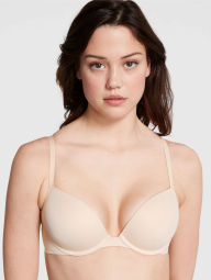 Комплект белья Victoria's Secret Pink бюст Super Push-Up и трусики тонг 1159831265 (Бежевый 34C/M)