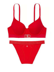 Жіночий комплект білизни Victoria's Secret ліф та трусики тонг 1159831379 (Червоний 34B/S)