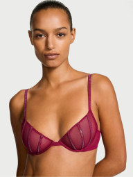 Эффектный комплект белья Victoria's Secret лиф и трусики тонг со стразами 1159831428 (Бордовый 38C/L)