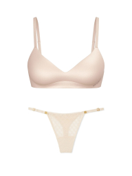 Комплект білизни Victoria's Secret погруддя та трусики тонг 1159831503 (Бежевий M)