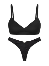 Комплект білизни Victoria's Secret бюст та трусики тонг 1159831759 (Чорний S)