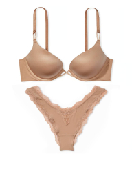 Комплект білизни Victoria's Secret ліф Push-up та трусики бразилії 1159831765 (Бежевий 36B/M)