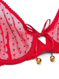 Комплект білизни з дзвіночками Victoria's Secret ліф та трусики тонг 1159831815 (Червоний 36D/L)