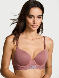 Женский комплект белья Victoria's Secret лиф Push-up и трусики шортики 1159831938 (Розовый 32C/S)