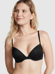 Ефектний комплект білизни Victoria's Secret Pink бюст Super Push-Up і бразиліани трусики 1159832091 (Чорний 36A/M)