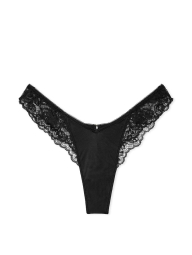 Жіночий комплект білизни Victoria's Secret ліф Push-Up та трусики тонг 1159832144 (Чорний 34B/M)