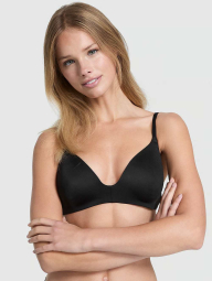 Ефектний комплект білизни Victoria's Secret Pink бюст Push-Up та трусики тонг 1159832154 (Чорний 34C/S)