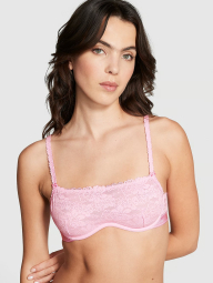 Кружевной комплект Victoria's Secret Pink бюстгальтер и трусики бразильяны 1159832177 (Розовый XL)