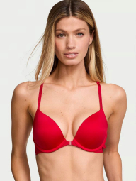 Женский комплект белья Victoria's Secret лиф Push-Up и трусики тонг 1159832282 (Красный 34B/S)