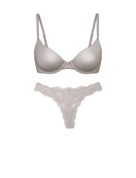 Комплект белья Victoria's Secret бюст и трусики тонг 1159832385 (Серый 32C/S)