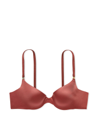 Гладкий комплект белья Victoria's Secret бюст Push-up и трусики тонг 1159832502 (Коричневый 32C/S)