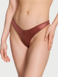 Гладкий комплект белья Victoria's Secret бюст Push-up и трусики тонг 1159832502 (Коричневый 32C/S)