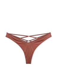Гладкий комплект белья Victoria's Secret бюст Push-up и трусики тонг 1159832502 (Коричневый 32C/S)