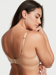 Гладкий комплект белья Victoria's Secret бюст Push-up и трусики тонг 1159832506 (Бежевый 32C/S)