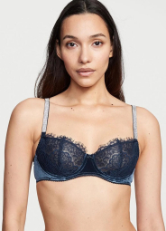 Комплект белья Victoria's Secret кружевной бюст с бархатом и бесшовные трусики чики 1159832568 (Синий 32D/S)