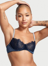 Комплект белья Victoria's Secret кружевной бюст с бархатом и бесшовные трусики чики 1159832568 (Синий 32D/S)