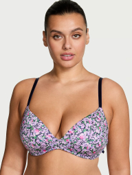 Шикарный комплект белья Victoria's Secret бюстгальтер и трусики тонг 1159832956 (Сиреневый 34A/S)