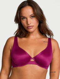 Женский комплект белья Victoria's Secret лиф и трусики тонг 1159833184 (Бордовый 32B/XS)