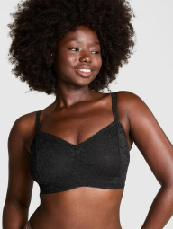 Комплект белья Victoria's Secret Pink бралетт и трусики тонг 1159833211 (Черный L)