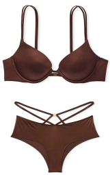 Эффектный комплект Victoria's Secret бюст Push-Up и трусики чики 1159833231 (Коричневый 40C/XXL)