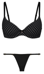 Женский комплект белья Victoria's Secret бюст и трусики стринги 1159833274 (Черный 34A/S)