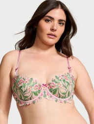 Роскошный комплект с вышивкой Victoria's Secret корсет, бюст и трусики бразильяна 1159833422 (Розовый 38DDD/XL)