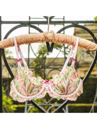 Роскошный комплект с вышивкой Victoria's Secret корсет, бюст и трусики бразильяна 1159833422 (Розовый 38DDD/XL)