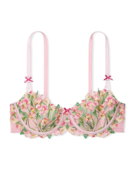 Роскошный комплект с вышивкой Victoria's Secret корсет, бюст и трусики бразильяна 1159833422 (Розовый 38DDD/XL)