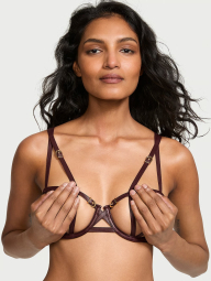 Открытый комплект белья Victoria's Secret из искусственной кожи 1159833440 (Бордовый S)