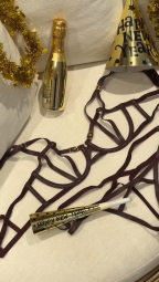 Открытый комплект белья Victoria's Secret из искусственной кожи 1159833440 (Бордовый S)