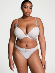 Эффектный комплект Victoria's Secret бюст Push-Up и трусики тонг 1159833442 (Серый 32C/S)