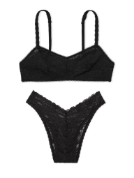 Комплект белья Victoria's Secret Pink бралетт и трусики бразильяны 1159833754 (Черный S)