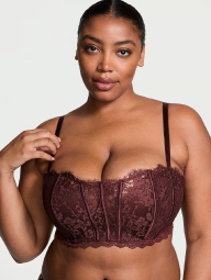 Шикарний мереживний комплект білизни Victoria's Secret бюст-корсет та трусики бікіні 1159833772 (Коричневий XL)