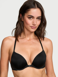 Женский комплект белья Victoria's Secret лиф Push-Up и трусики тонг 1159833785 (Черный 34A/S)