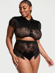 Кружевной комплект белья Victoria's Secret топ и трусики 1159833844 (Черный XS)