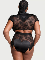 Кружевной комплект белья Victoria's Secret топ и трусики 1159833844 (Черный XS)