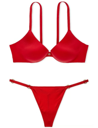 Комплект Victoria's Secret бюст Push-Up та трусики стрінги 1159833853 (Червоний 38C/L)