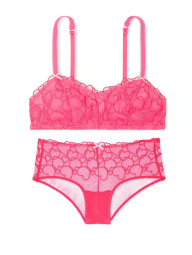 Комплект білизни з вишивкою Victoria's Secret Pink бралетт та трусики чики 1159833866 (Рожевий S)
