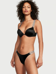 Комплект білизни зі стразами Victoria's Secret ліф Push-up та трусики бразилії 1159833947 (Чорний 32C/S)