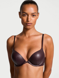 Комплект белья Victoria's Secret бюст из экокожи и трусики бикини 1159834010 (Бордовый 34D/M)