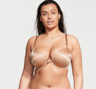 Гладкий комплект белья Victoria's Secret бюст Push-Up и трусики бразильяны 1159834027 (Бежевый 34D/M)